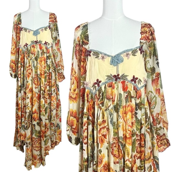Free People Ethereal Bohemian Renaissance Timeless Tapestry Maxi Dress XL NWT - Picture 9 of 17